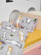 Постельное белье детское поплин с простыней на резинке - Кот-батон - фото