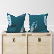 Комплект наволочек бязь - Перья зеленые - фото