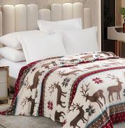 Плед Велсофт набивной - Коричневый олень - фото