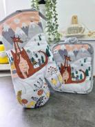 Набор рукавица и прихватка - Дракон - фото