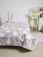 Покрывало детское из поплина - Гусь-обнимусь (серый) - фото