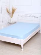 Простыня из полисатина гладкокрашенного - Голубой - фото