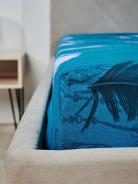 Простыня бязь на резинке - Перья, цвет зеленый - фото 2