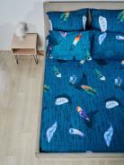 Простыня бязь на резинке - Перья, цвет зеленый - фото 3