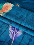 Простыня бязь на резинке - Перья, цвет зеленый - фото 4