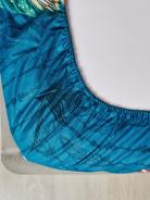 Простыня бязь на резинке - Перья, цвет зеленый - фото 5