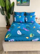 Простыня бязь на резинке - Перья, цвет зеленый - фото 6