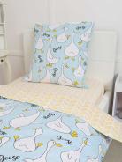 КПБ Поплин 1,5 сп с 1 нав. 70*70 с детским рисунком - Гусь-обнимусь (мята) - фото 5