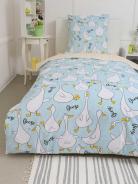 КПБ Поплин 1,5 сп с 1 нав. 70*70 с детским рисунком - Гусь-обнимусь (мята) - фото 6