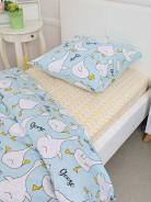 КПБ Поплин 1,5 сп с 1 нав. 70*70 с детским рисунком - Гусь-обнимусь (мята) - фото 7