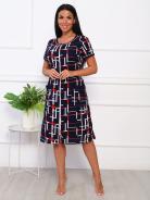 Халат женский домашний на молнии красно-белые полосы - фото 3