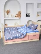 Постельное белье детское поплин с простыней на резинке - Мишки, цвет синий - фото 12