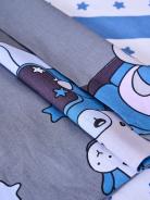 Постельное белье детское поплин с простыней на резинке - Мишки, цвет синий - фото 13