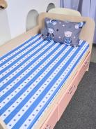 Постельное белье детское поплин с простыней на резинке - Мишки, цвет синий - фото 9