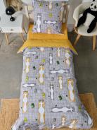 Постельное белье детское поплин без молнии с 1 наволочкой - Кот-батон - фото 3