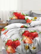 Постельное белье поплин эксклюзив на молнии - Клубничка - фото