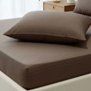 Простыня Микрофибра Страйп на резинке - Мокко 1х1 - фото