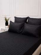 Простыня на резинке микрофибра страйп - Графит (Сток) - фото