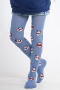 Колготки Снеговики детские джинс - фото