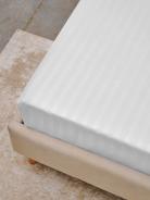 Простыня из сатина страйп на резинке - Белый - фото