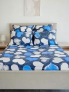 Простыня поплин - РОМАНТИКА (синий) - фото