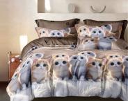 Постельное белье поплин эксклюзив на молнии - Котейки - фото