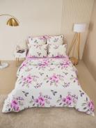 Постельное белье зима-лето из поплина с простыней на резинке - Джина - фото