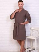 Халат Кимоно ВК-242 мужской серо-коричневый Халат Кимоно ВК-242 мужской серо-коричневый - фото