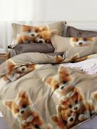 Постельное белье поплин эксклюзив на молнии - Корги - фото