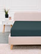 Простыня на резинке из поплина гладкокрашеного - Океанический - фото