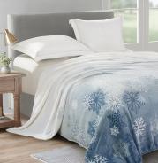 Плед Велсофт набивной - Снежинки на голубом - фото