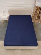 Простыня Микрофибра Страйп на резинке - Синий - фото
