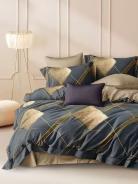 Постельное белье поплин люкс - Золотые ромбы - фото