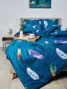 Пододеяльник бязь на молнии - Перья, цвет зеленый - фото 3