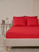 Простыня Микрофибра Страйп на резинке - Красный - фото