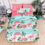 КПБ Бязь 1,5 сп с 1 наволочкой 70*70 с дет. рисунком - Фламинго - фото