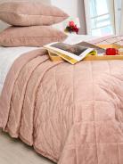 Набор покрывало и чехлы на подушку - Кристалл, цвет пудра - фото