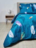 КПБ бязь Премиум - Перья зеленые - фото