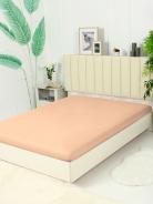 Простыня трикотажная на резинке - Персик - фото