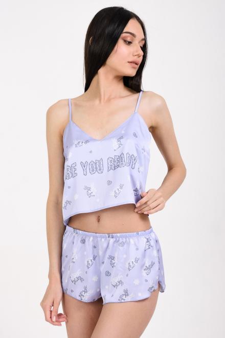 Пижама Hot Story Are you ready (топ + шорты) сиреневый