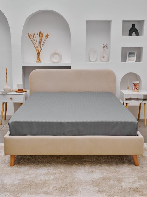 Простыня Микрофибра Страйп - Светлый серый