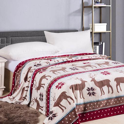 Плед Велсофт набивной - Северный олень