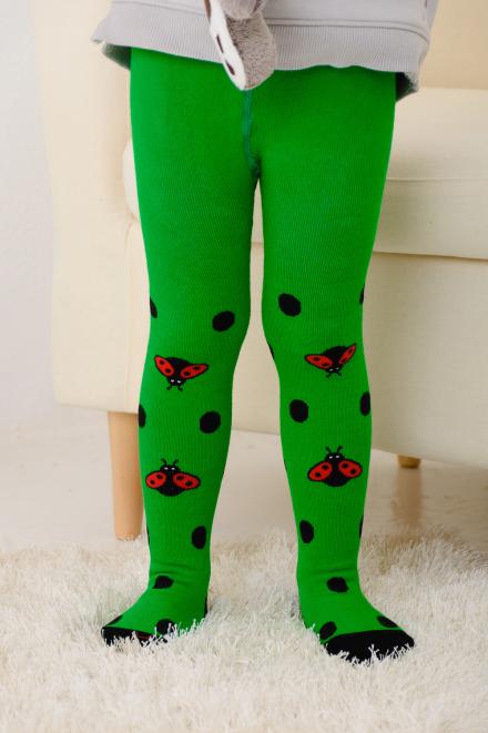 Колготки Божья коровка плюш зеленый