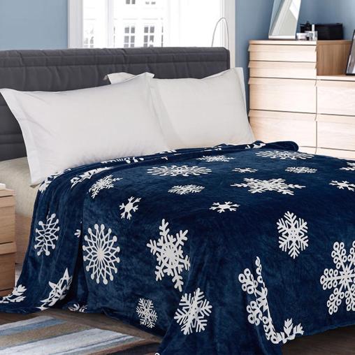 Плед Велсофт набивной - Снежинка