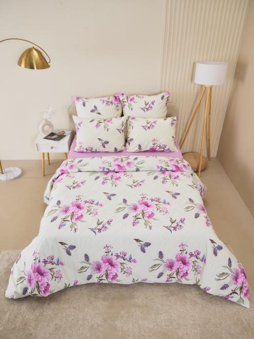 Постельное белье зима-лето из поплина с простыней на резинке - Джина