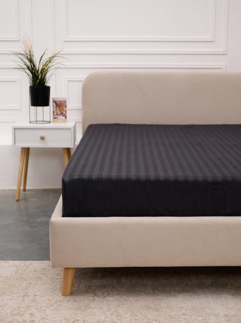 Простыня Микрофибра Страйп - Графит (Сток)