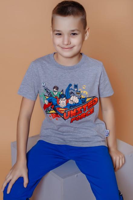 Футболка 22741 детская SUPERMAN и ЛИГА СПРАВЕДЛИВОСТИ серый меланж
