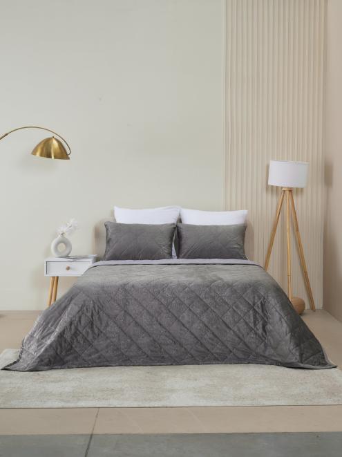 Набор покрывало и чехлы на подушку - Кристалл, цвет графит