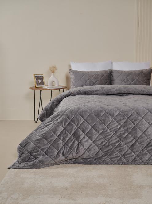 Набор покрывало и чехлы на подушку - Кристалл, цвет серый