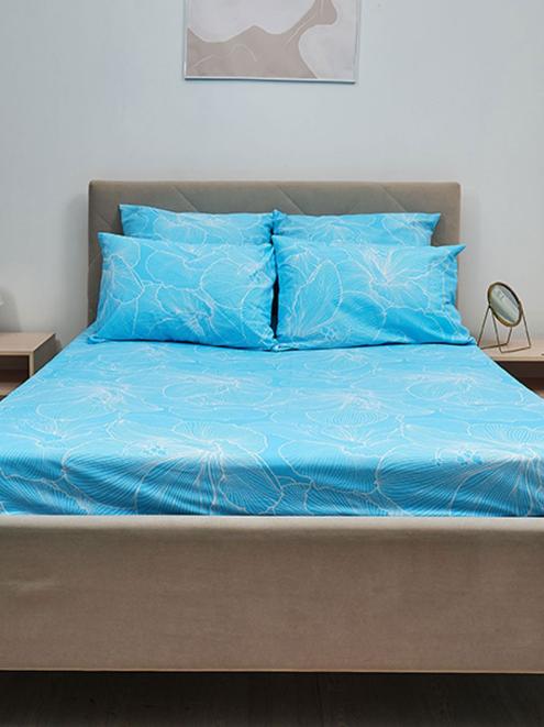 Простыня поплин - Вернисаж, цвет голубой